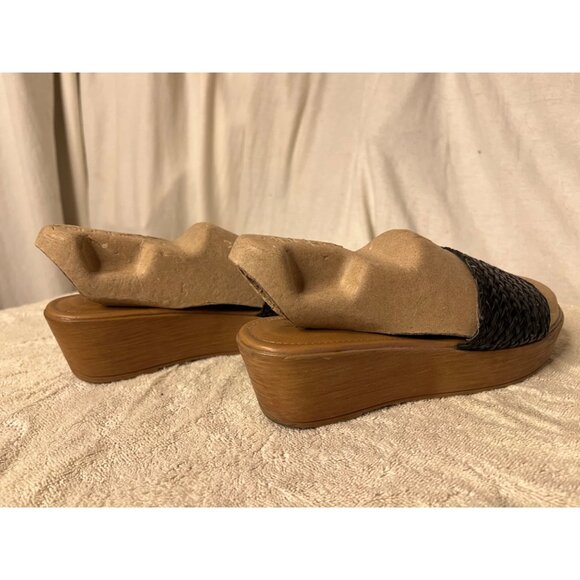 BASS Women's Willow Slide Leather Platform Sandals Size 7 1/2M Black & Brown - Picture 8 of 12